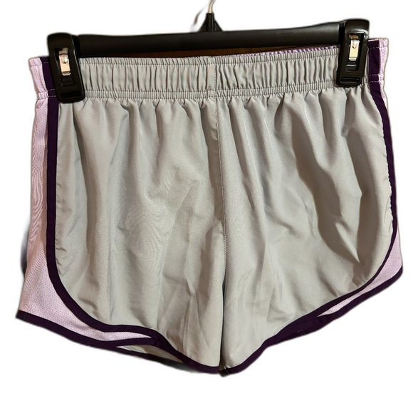 Nike Dri-Fit Athletic Workout Running Shorts, Grey & Purple, Women's Small - Picture 1 of 10